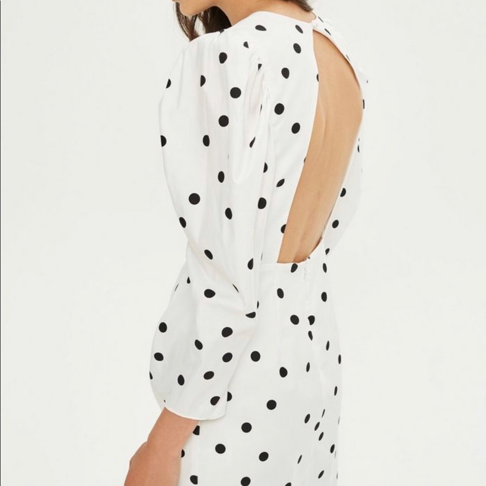 Topshop polka dot open back dress